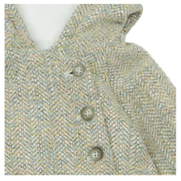 Bonpoint baby Boniface Tweed Coat jacket wool alpaca green multi thick hood 6 MS - Picture 2 of 12